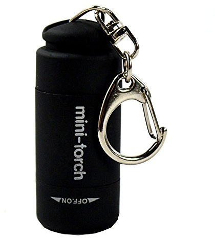 BesDirect Mini torche de poche porte-clés, lampe torche LED rechargeable Mini USB, lampe de poche mini porte-clés étanche pour la randonnée en camping en plein air (Noir)