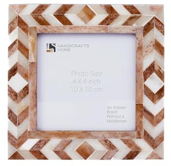 Handicrafts Home 4x4 Photo Picture Frames, Art Wall Hanging Décor - Taj-Brown