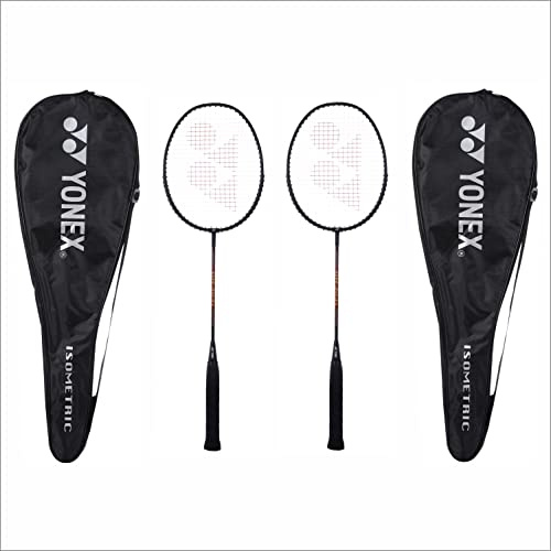 YONEX Lot de 2 raquettes de badminton en aluminium Gr 303I fabriquées en Inde avec couverture complète Noir/noir