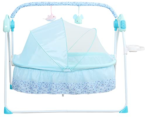 Automatische Elektrische Baby Wiege Babywippe Schaukelstuhl, Mit Musik Automatik Babywippe,0-18months Baby (blau)