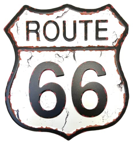 DiiliHiiri Cartello Metallo Route 66-32x29cm Originale Poster Retro American Retro Sign Company per Bar Pub Caffetteria Garage e Officina Decorazione Targa Vintage anni '50 (9542-1)