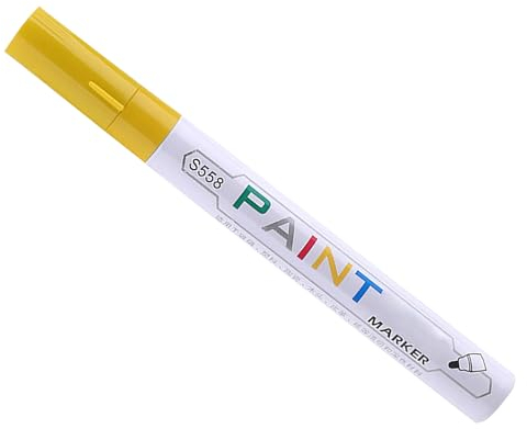 Permanent Marker Lackstift,Reifenfarbe Acrylstifte für Auto Motorrad Reifenprofil Fahrradreifen Acrylfarben Steine Bemalen Stifte für Holz Metall Glas Leinwand Stoffe Kunststoff Leder Keramik,Gelb