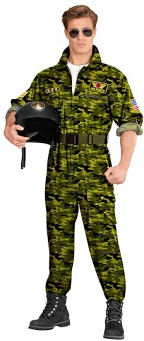 W WIDMANN MILANO Party Fashion - Costume da pilota di jet da combattimento da uomo, tuta stile pilota, uniforme, outfit per carnevale e cosplay