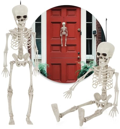 com-four® 2X 40cm Deko Skelett für Halloween, Skelett aus Kunststoff