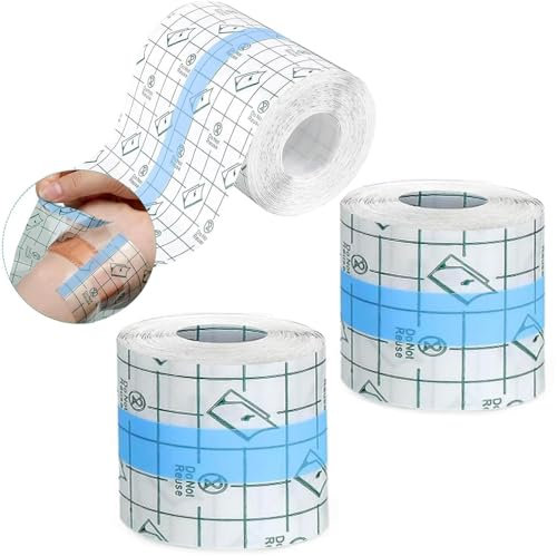 20 Mètres Bandage Transparent Imperméable,BetterJonny 2 Rouleau 5cm x 10m Bandage Adhésif Imperméable et pour Tatouage Bandage Transparent pour Sport Douches Tatouages