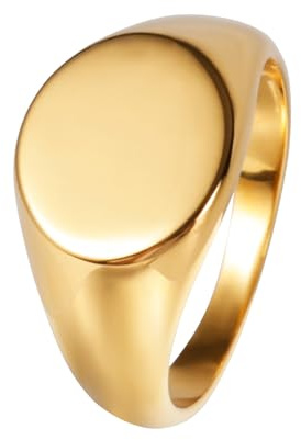 Mikovivi Anillos de Sello para Mujer, Anillo Chapado en Oro de 1,1x1,9cm Anillo de Sello Apilable de Acero Inoxidable 304 Anillos de Joyería Personalizados para Mujer