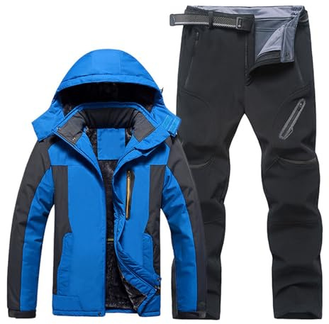 Tuta da sci da uomo, due pezzi - Set tuta da sci da uomo XXL, giacca da sci + pantaloni impermeabili e traspiranti, antivento, set tuta da neve, giacca da neve, pantaloni da neve, tuta termica