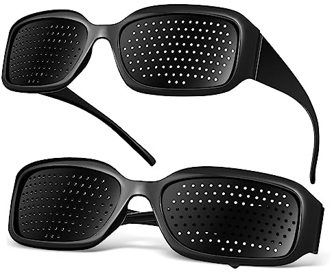 VALICLUD Gafas Agujeros Para Entrenamiento Visual Portátil, Material Pc Duradero, Diseño Estenopeico Ergonómico, Unisex, Uso Para Relajación Ocular y Mejora Vista, 2 Unidades