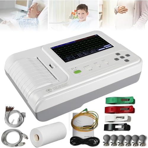 Professionell Ekg-Monitor (6-Kanals Elektrokardiograf), 12 Avlednings-Ekg-Monitorer, 7 Lcd Touch Elektrokardiografmaskin Med Programvara, För Hem, Sjukhus