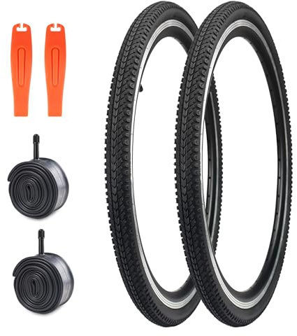 MAKELEN 2 Pack 26x1.5 Bike Tire with Tubes City Bike Tire Mountain Bike Vintage Bicycle Tire Compatible Replacement Bicycle Tire (Black (2 Tires & 2 Tubes), 26x1.5)