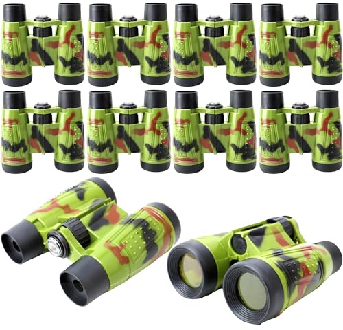 Haconba 10 Pack Kids Binoculars Novelty Small Jungle Safari Binoculars Toys with Compass and Neck String for Outdoor Camping Adventure Jungle Party Favors
