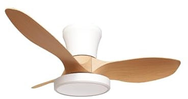 Genérico VENTILADOR DE TECHO 80cm, LUZ LED REGULABLE, BLANCO MADERA 36W MOTOR DC, CON MANDO A DISTANCIA Y APP FLEXOSLED.
