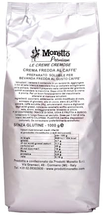 MORETTO preparato in polvere per CREMA FREDDA GUSTO CAFFE’, senza glutine, 3 buste da 1 Kg, per 150 bicchieri