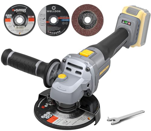 ADOTOCAM Angle Grinder, 20V Brushless Cordless, 4-1/2 Inch, Compatible with Dewalt Battery (No Battery), with Metal Grinding Wheel, for Cutting, Grinding, Polishing, Carving