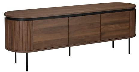 Oviala Meuble TV rectangulaire 2 Portes L160 cm Effet Bois foncé