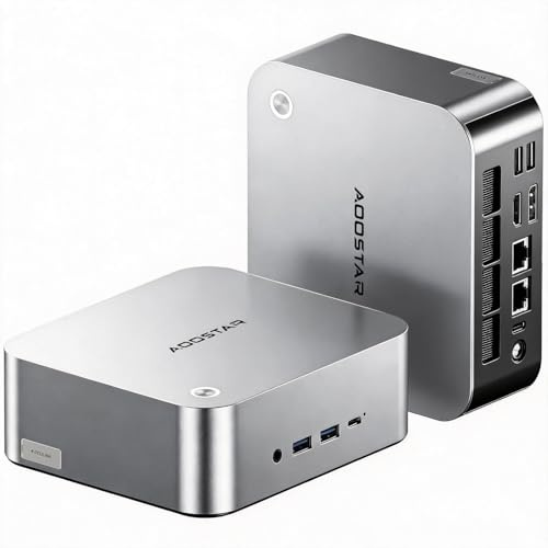AOOSTAR MACO mini pc Ryzen7 H255(8C/16T,4.9GHz) 780M GPU fast Barebones desktop computer, Dual DDR5 RAM Two M.2 SSD, Fingerprint unlock, USB4.0x2, Oculink, HDMI,DP,USBx4,2.5G LANx2,Quad display
