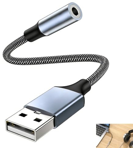 USB till 3,5 mm kontakt, USB-ljudadapter, externt ljudkort, TRRS ljud och mikrofon, plug and play utan drivrutiner, kompatibel med Raspberry Pi PC Windows macOS Linux