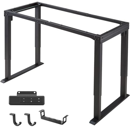 VEVOR Estructura de Mesa Elevable de 4 Patas, Doble Motor, Altura Ajustable 70-117cm, Marco de Escritorio Elevable Eléctrico, 4 Ajustes, Patas de Mesa con Control Inteligente para Oficina Hogar, Negro