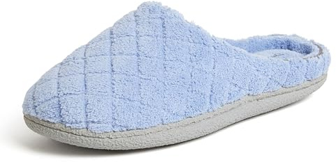 Dearfoams Leslie Chaussons matelassés en microfibre éponge pour femme, Motif iceberg, 37/38 EU