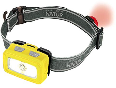 moses. 9810 Unisex – Erwachsene Expedition Natur LED-Stirnlampe | Kopflampe mit 7 Leucht-Modi | Inkl. Rotlicht und Grünlicht | Für Jogging, Camping und Outdoor, Gelb, One Size