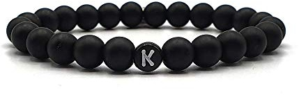 KARDINAL WEIST Onyx partnerarmband, armband med bokstav personanpassade, personliga pärlarmband för par, pärlarmband för par, 22 centimeters, onyx, Onyx