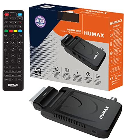 Humax - Decoder digitale terrestre DVB-T2 HD-2023T2 Digimax Nano con telecomando 2 in 1 per controllare il TV