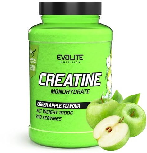 Creatin Monohydrat 1kg - Taurin Kreatin Pulver, Pre Workout - 200 Portionen - Perfekt Löslich, Vegan & Mikronisiert, 6 Monate Vorrat - Evolite Nutrition