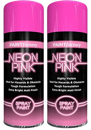 Classic Signature - 2 x Pink Neon Spray Paint 400ml Fluorescent Bright Aerosol Extra Bright Graffiti (Banksey) Paint Assorted Colour