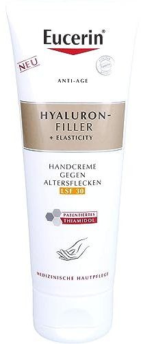 Eucerin Hyaluron-Filler + Elasticity Handcreme gegen Altersflecken LSF 30 75 ml, Anti-Aging Hautpflege für die Hände, Lotion mit Thiamidol, Hyaluronsäure und Arctiin