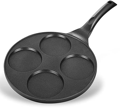 KRETAELY Pancake Pan 4 Cups Pancake Maker Nonstick Pancake Griddle With PFOA Free Coating 10.5 Inch Mini Pancake Pan