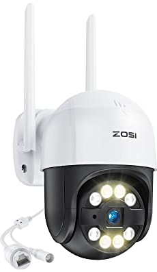 ZOSI 2K Pan/Tilt Überwachungskamera Aussen WLAN, 355°/140° Schwenkbar 3MP IP Kamera mit Plug-in Strom, Automatisch Verfolgung, 2-Wege-Audio, C289