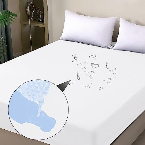 ohano Wasserdichter Matratzenschoner 120x200cm Spannbettlaken, Wasserdichter und Atmungsaktive Matratzenbezug, Inkontinenzauflage,Nässeschutz Bettlaken Spannbetttücher,für alle Jahreszeiten- Weiß