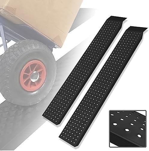 UISEBRT Rampa de carga de hasta 400 kg – 135 cm, acero galvanizado, riel de carga antideslizante, para coche, moto, cortacésped, color negro