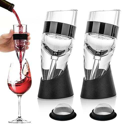 Weinbelüfter, 2 Stück Wein Dekanter mit Ständer & Filter, Weindekanter Dekantierer, Rotwein Aerator Set, Wein Belüfter Dekanter Rotwein für Rotweinliebhaber