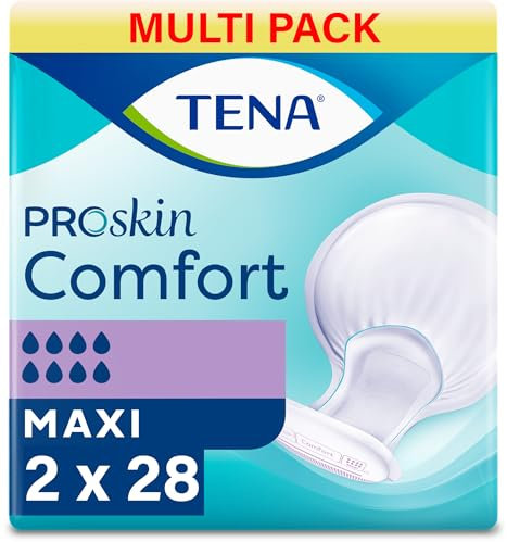TENA ProSkin Comfort Maxi | 8 Drops of High Absorbency | Incontinence Pads | 2 Pack of 28