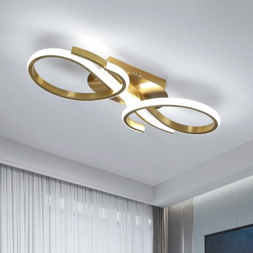 Comely Modern LED Ceiling Light, 36W Creative Gold Ceiling Lamp, LED Ceiling Lamp for Bedroom Kitchen Living Room Dining Room, 6500K Cool White Light