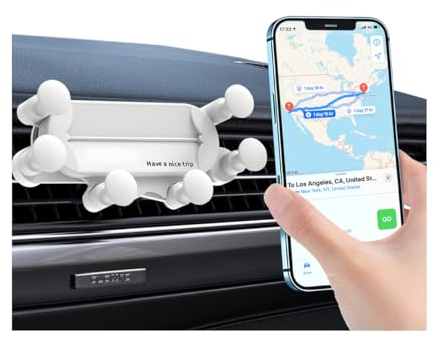 JNNJ Support Téléphone Voiture, Support Grille Aération, Compatible avec Tous Les Smartphones 6.8-8.6CM, pour Automobile, Camion, Véhicule Utilitaire Sport Plaisance Ventilation, Durable(Blanc)