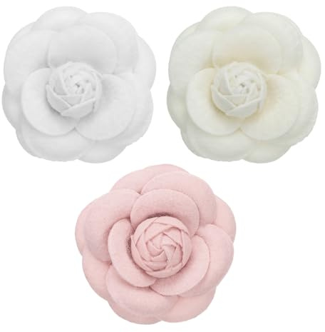 PATIKIL Kamelia tygstift, blombrosch konstgjorda blommor broscher för kvinnor flickor tyg bröllopsfest dekor tillbehör smycken gåva, 7cm / 2,8 inch, Konstgjord ull