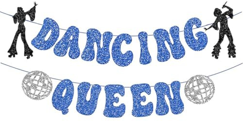 Orivin Banner con palla da discoteca con glitter Dancing Queen per decorazioni per feste di addio al nubilato Mamma Mia, articoli per feste a tema Dancing Queen
