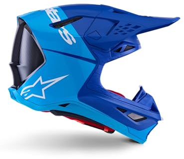 Alpinestars Supertech M10 Fluthelm ECE S, Met Blue/Med Blue/Black Carbon Matt & Glossy