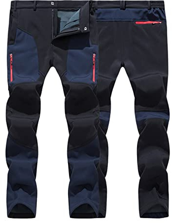 Pantaloni caldi da uomo per attività all'aperto, foderati in pile, pantaloni invernali resistenti all'acqua per pesca, camminata, escursionismo, softshell, pantaloni da sci caldi foderati in pile