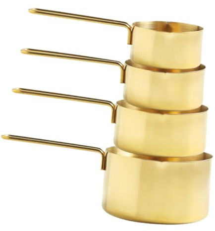 Gatuida 4 pièces Lot de Cuillères Mesurettes Acier Inoxydable Doré Ustensiles de Cuisine Multifonctions pour Cuisson et Pâtisserie Poignée Longue Facile à Ranger
