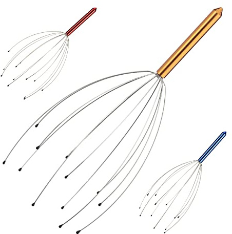Relaxdays 48x Head Massager in Set Head Massage Spider Head Scraper 12 Outriggers Head Scraping Device, Gold