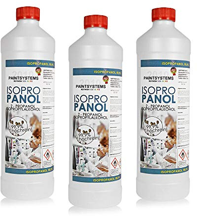 SNC Isopropanol IPA 99,9% Reinigungsalkohol 3x1 Liter - Vielseitig für Haushalt, Kosmetik, Industrie, Made in Germany