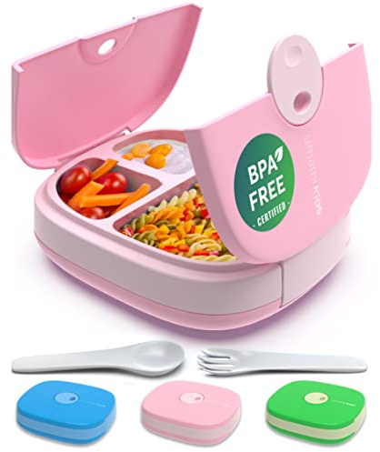 Umami Bento Box Bambini, 3 Scomparti, Posate, Ermetico, 3-9 Anni