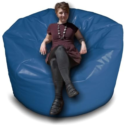Giant Bean Bag Beanbag, Faux Leather, Gaming Chair Seat, Large Seating Lounger, Couch, Sac for All Ages. Filling Included, Fire Retardant. (Royal Blue, XXL (100 x 100 x 60 cm))