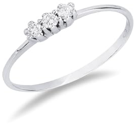 Anello Trilogy lineare in Oro bianco 18k con Diamanti.