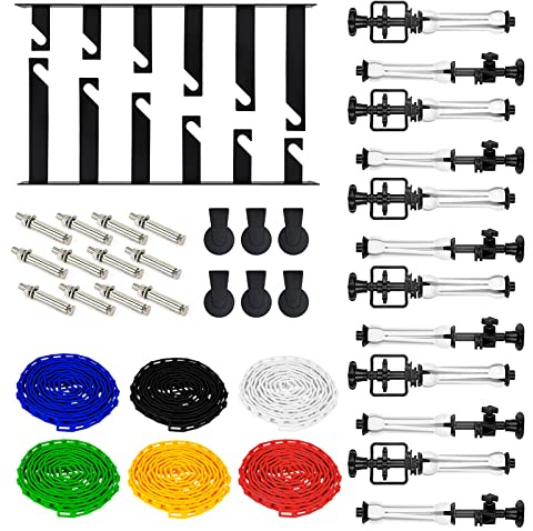 EMART Système de Fond Photographique Mural à 6 Rouleaux, Kit de Montage Murale Fond, 2 Crochets à Six Pliage, 12 Tiges TéLescopiques, 6 Chaînes, 12 Vis de Serrage, 6 Crochets de Suspension Résistants