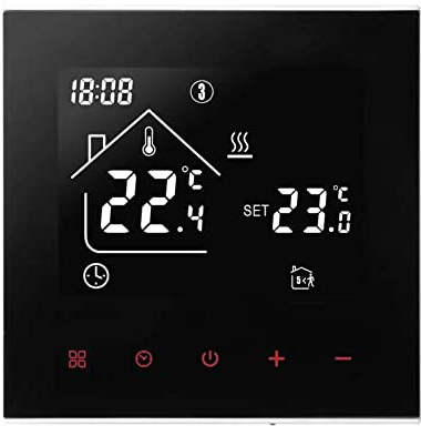 Termostato digital de ambiente, pantalla LED, pantalla táctil, regulador de temperatura programable semanalmente para calefacción por suelo radiante (negro – calefacción de agua por suelo radiante 3 A
