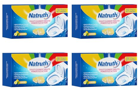 NATRUTH 32PCS Power-Foaming Toilet Cleaner,Descaler Tablets for Deep Fresh Cleaning,Remove Dirt and Bad Odour (4 boxes）